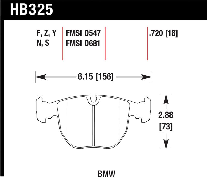 BMW 530I Brake Pad Sets - Hawk Performance - HT-10 Compound - `01-`03